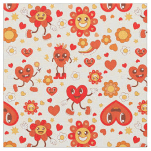 1960s groovy pop art valentines funky strawberry fabric