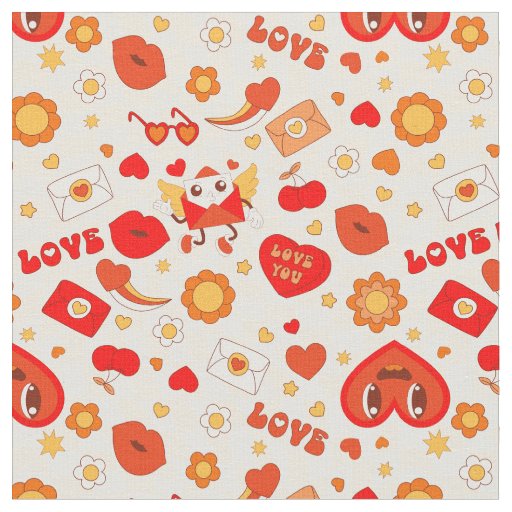 1960s groovy pop art valentines love letter fabric