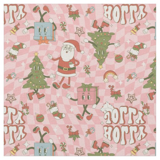 1960s groovy santa funky christmas fabric