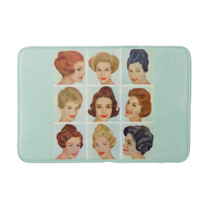 1960s hairstyles grid bathroom mat