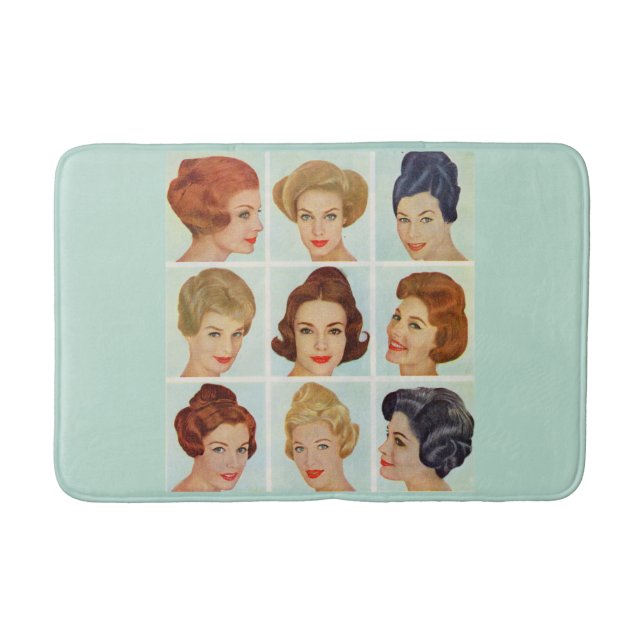 1960s hairstyles grid bathroom mat (Front)