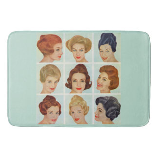 1960s hairstyles grid bathroom mat