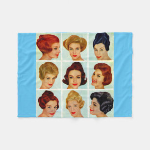 1960s hairstyles grid fleece blanket