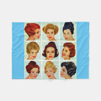 1960s hairstyles grid fleece blanket