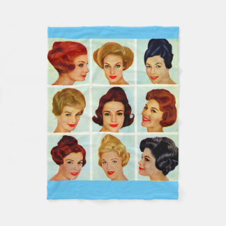 1960s hairstyles grid fleece blanket