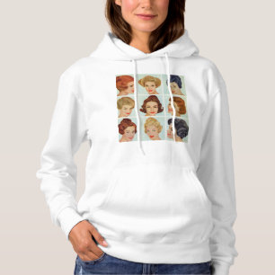1960s hairstyles grid hoodie