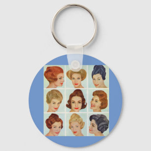 1960s hairstyles grid keychain