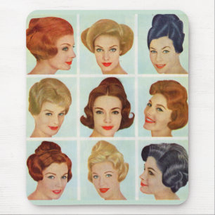 1960s hairstyles grid mouse pad