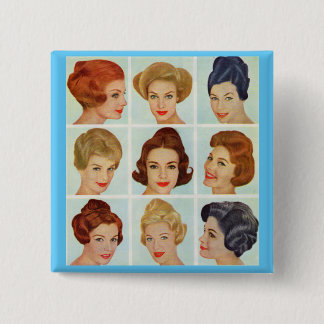 1960s hairstyles grid pinback button