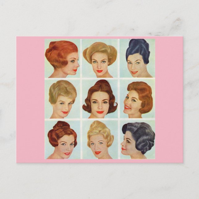 1960s hairstyles grid postcard (Front)