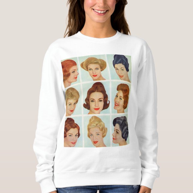 1960s hairstyles grid sweatshirt (Front)