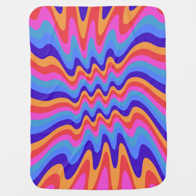 1960s Hippie Trippy Retro Wallpaper Baby Blanket (Front)