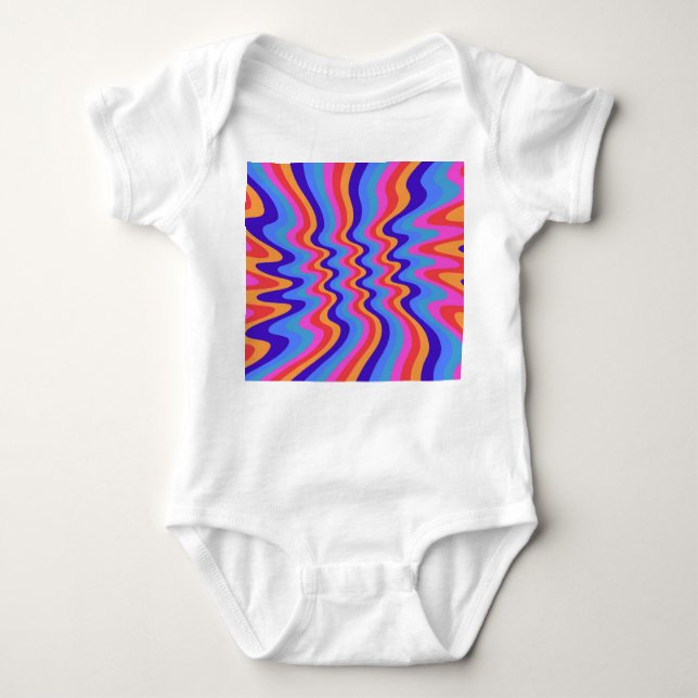 1960s Hippie Trippy Retro Wallpaper Baby Bodysuit (Front)