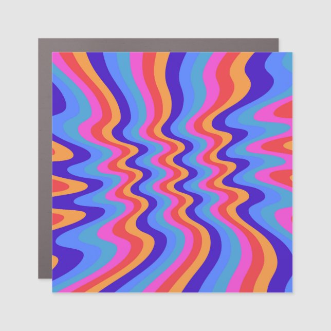 1960s Hippie Trippy Retro Wallpaper Car Magnet (Front)