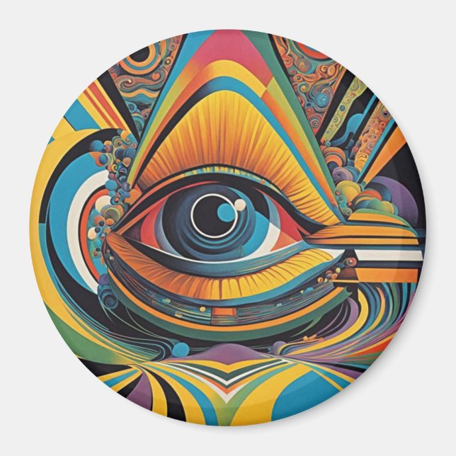 1960s Horror Vacui Psychedelic Artwork Magnet (Front)
