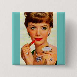 1960s lipstick lady button