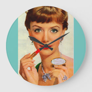 1960s lipstick lady large clock