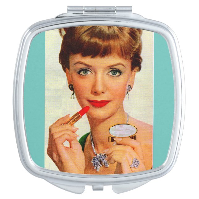 1960s lipstick lady mirror for makeup (Front)