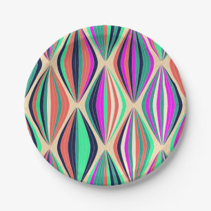 1960s Mid Century Modern Colorful pattern Paper Plates