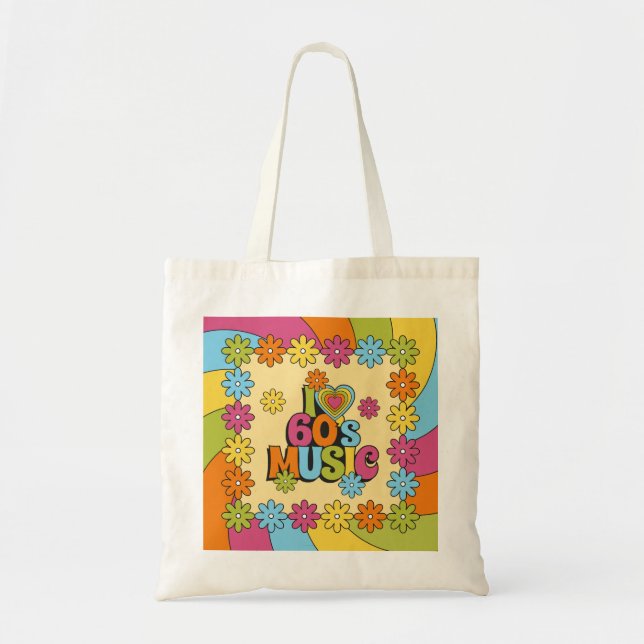 1960s Music Inspired Design for Music Lovers    Tote Bag (Front)