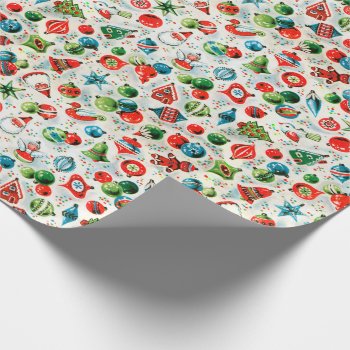 1960s Ornaments Santa And Cookies Christmas Wrapping Paper by christmas1900 at Zazzle