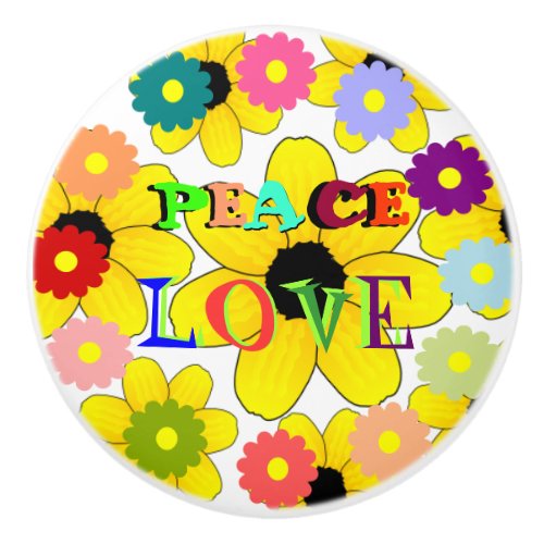 1960s Peace and Love sticker Ceramic Knob