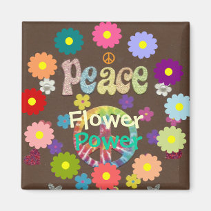 1960s, Peace, Flower Power, retro design Magnet