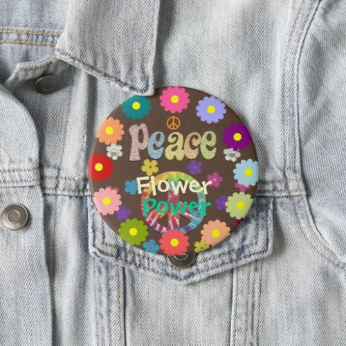 1960s Peace Love and Flower Power Button
