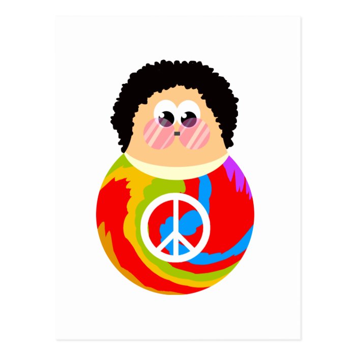 1960's Peace Sign Cartoon Character Kid Post Card