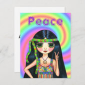 1960s Peace Sign Hippie Girl with Headband (Front/Back)