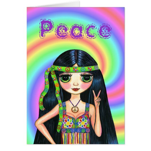 1960s Peace Sign Hippie Girl with Headband (Front)