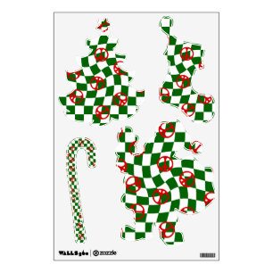 1960s peace sign vintage ugly christmas green wall decal