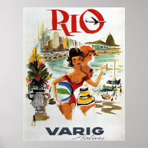 1960s RIO VINTAGE TRAVEL Poster