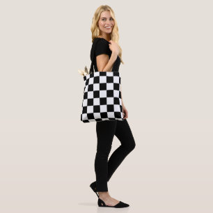 1960s-Style Black and White Tote Bag
