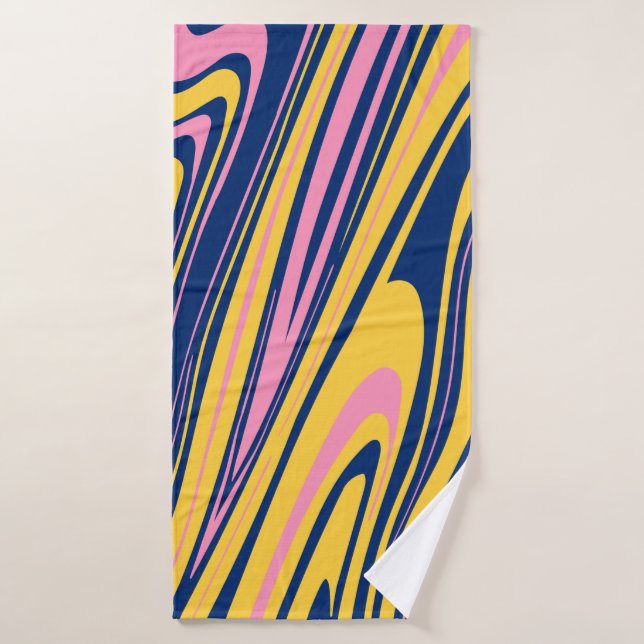 1960s Style Color Waves Backgrounds. Wavy Psychede Bath Towel (Bath Towel)