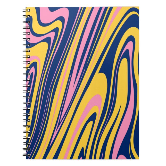 1960s Style Color Waves Backgrounds. Wavy Psychede Notebook (Front)