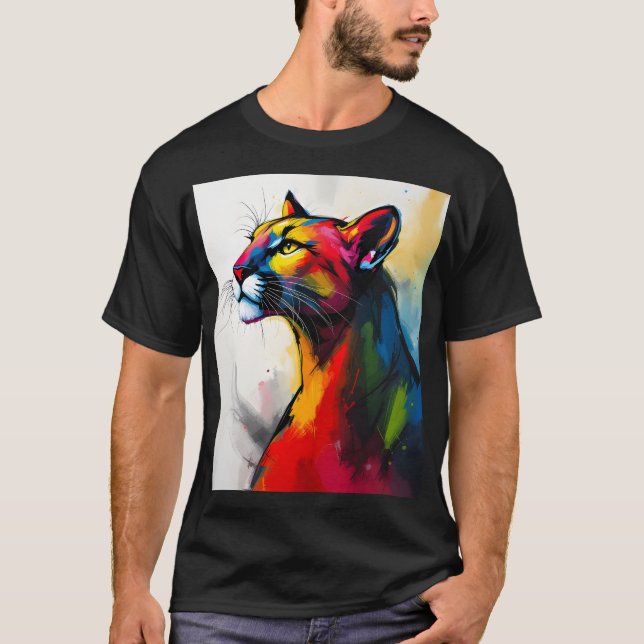 1960's Style Groovy Abstract Cougar T-Shirt (Front)