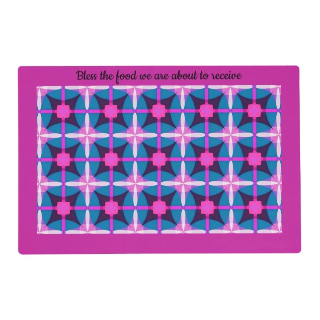 1960s Style Pattern in Pink, Purple & Blue Placemat (Front)