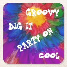 1960's Style Square Colorful Paper Coaster