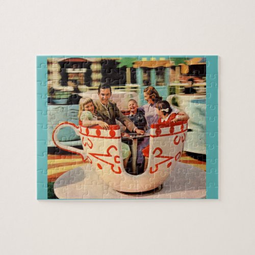 1960s teacup ride at the amusement park jigsaw puzzle