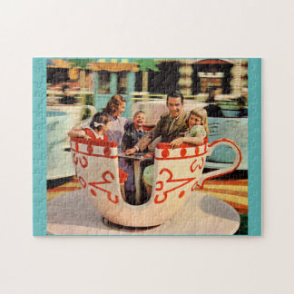 1960s teacup ride at the amusement park jigsaw puzzle