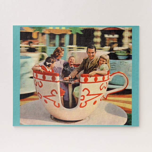 1960s teacup ride at the amusement park jigsaw puzzle (Horizontal)