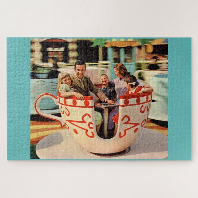 1960s teacup ride at the amusement park jigsaw puzzle (Horizontal)
