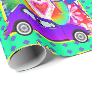 1960's Theme Tie Dye Happy Birthday Wrapping Paper