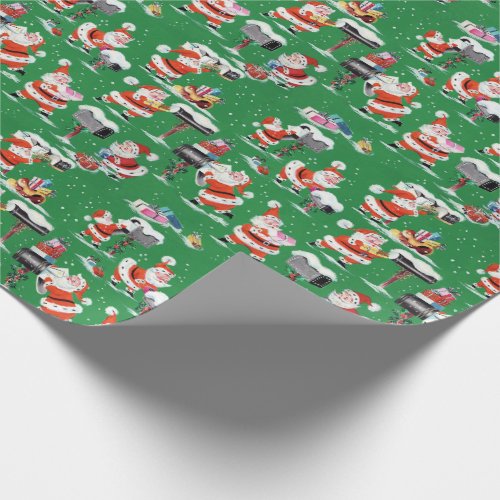 1960s Vintage Santa Claus with Prsents Wrapping Paper