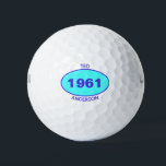 1961 60th Birthday Blue Name Golf Balls<br><div class="desc">1961 60th Birthday Blue Name Golf Balls.

Add his first name and last name or change the year if needed.  Great for the cool dad,  papa,  grandfather,  uncle,  brother,  or cousin golfer.</div>