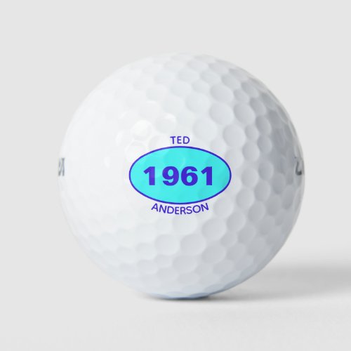 1961 60th Birthday Blue Name Golf Balls