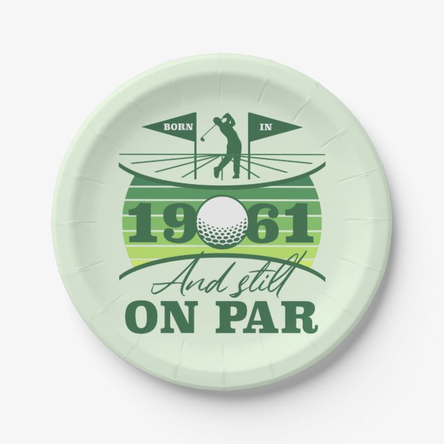 1961 60th Birthday Golf Lover Paper Plates (Front)