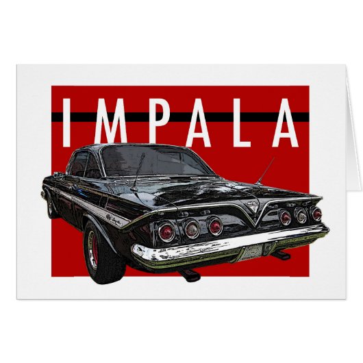 1961 Black Chevy Impala Bubble Top Rear View Cards (Front Horizontal)