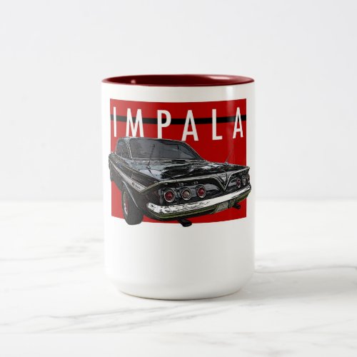 1961 Black Chevy Impala Bubble Top Rear ViewA Two-Tone Coffee Mug